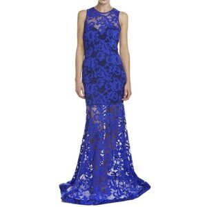 Issue Lace Cascading Gown Royal Blue Size Small NWT